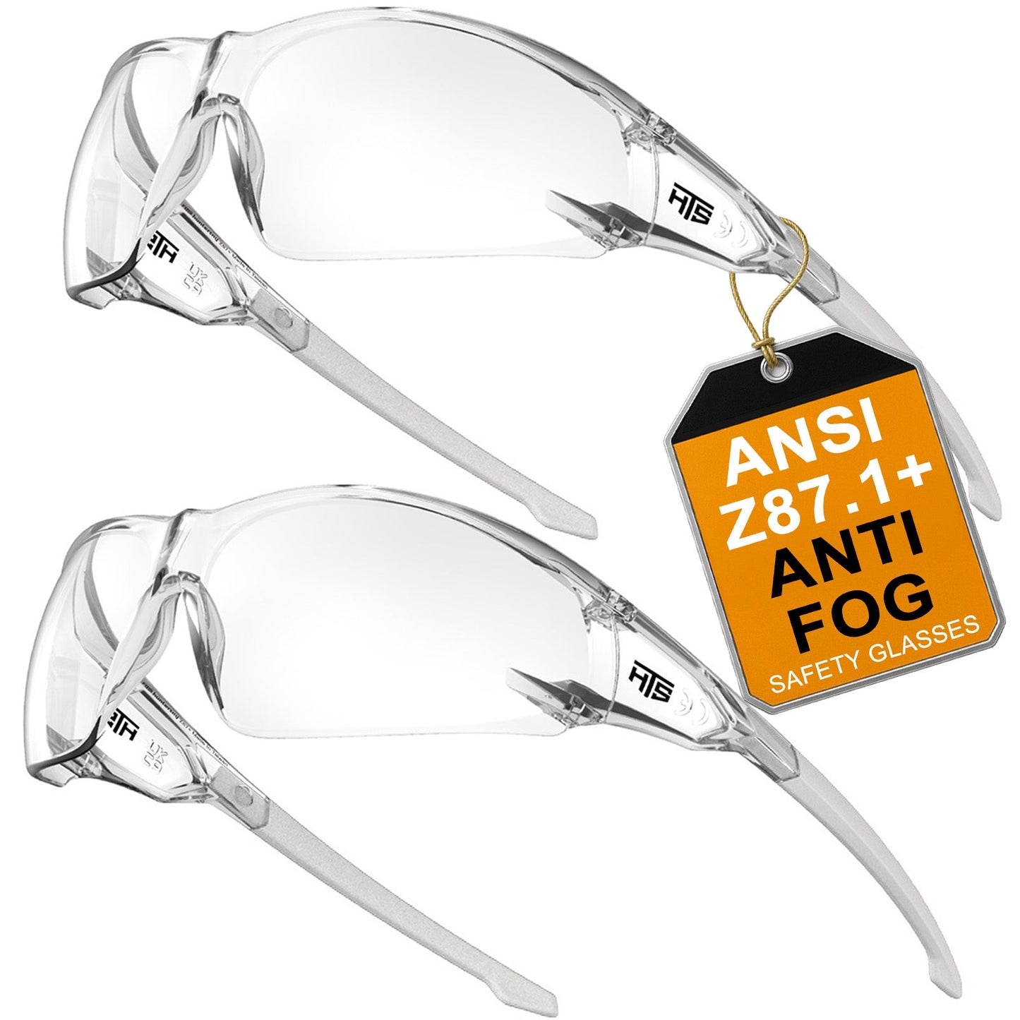 HTS HUNTERSKY S239 2 pack ANSI Z87.1 Anti-Fog Clear Safety Glasses Pickleball Youth Baseball Lab Chemistry Goggles Scratch Resistant