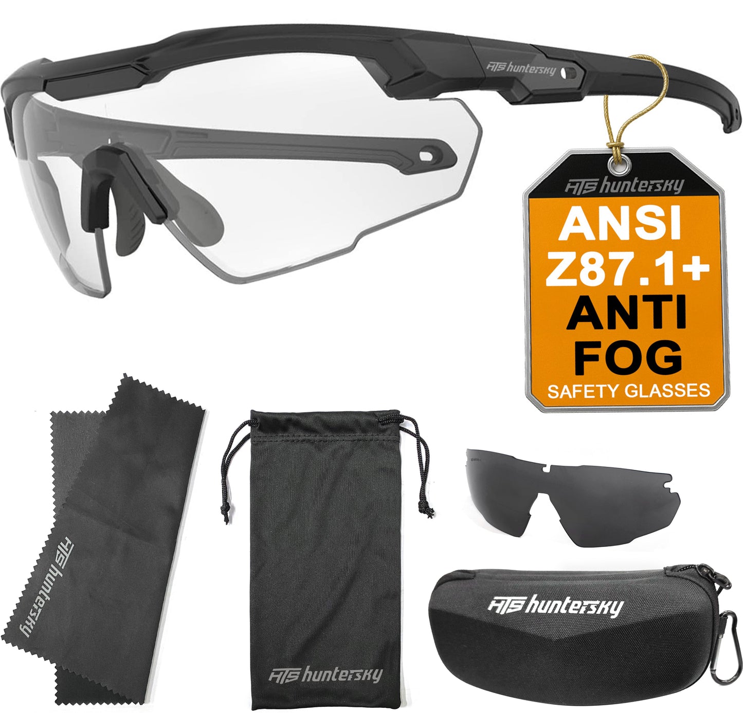 HTS HUNTERSKY S57 Ballistic Tactical Shooting Glasses ANSI Z87+ UV400 Protective Eyewear