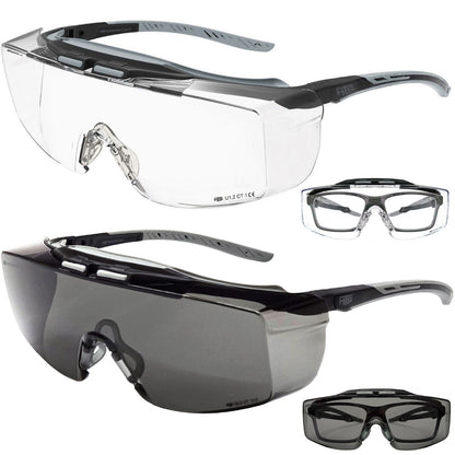 HTS HUNTERSKY 3906 ANSI Z87.1+ Anti Fog Lab Safety Glasses Fit Over Eyeglasses Up to 1.88 inch 100% UV Protective OTG Goggles
