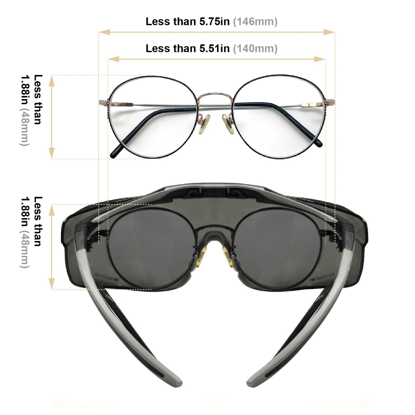 HTS HUNTERSKY 3906 ANSI Z87.1+ Anti Fog Lab Safety Glasses Fit Over Eyeglasses Up to 1.88 inch 100% UV Protective OTG Goggles