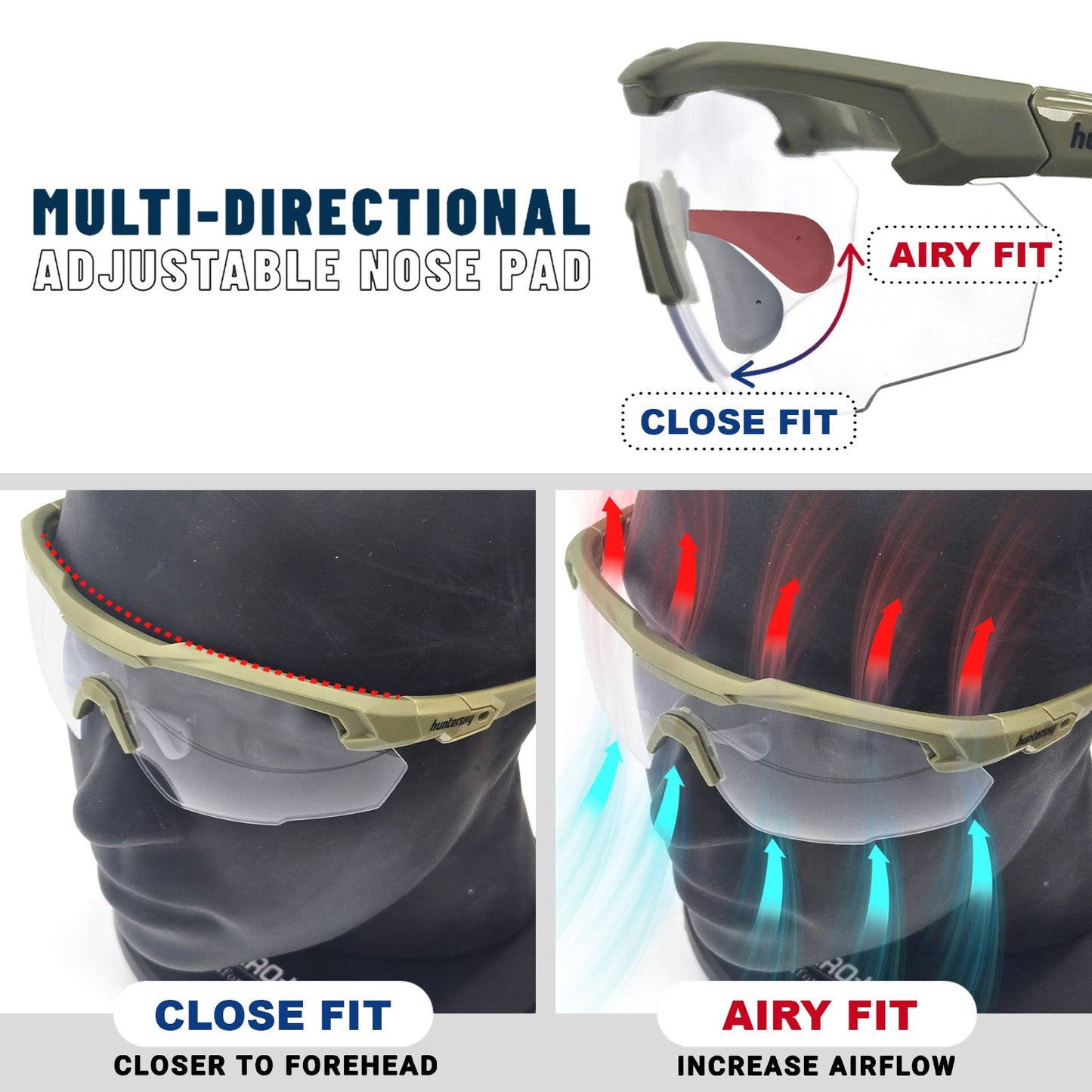 HTS HUNTERSKY Q36 Ballistic Tactical Impact Protection Anti Fog Shooting Glasses Military Grade Airsoft Range