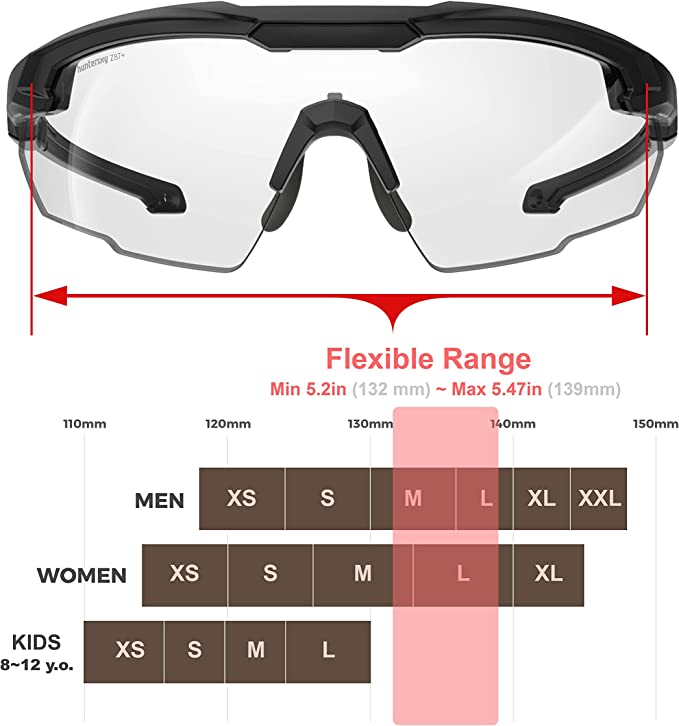 HTS HUNTERSKY S57 Ballistic Tactical Shooting Glasses ANSI Z87+ UV400 Protective Eyewear