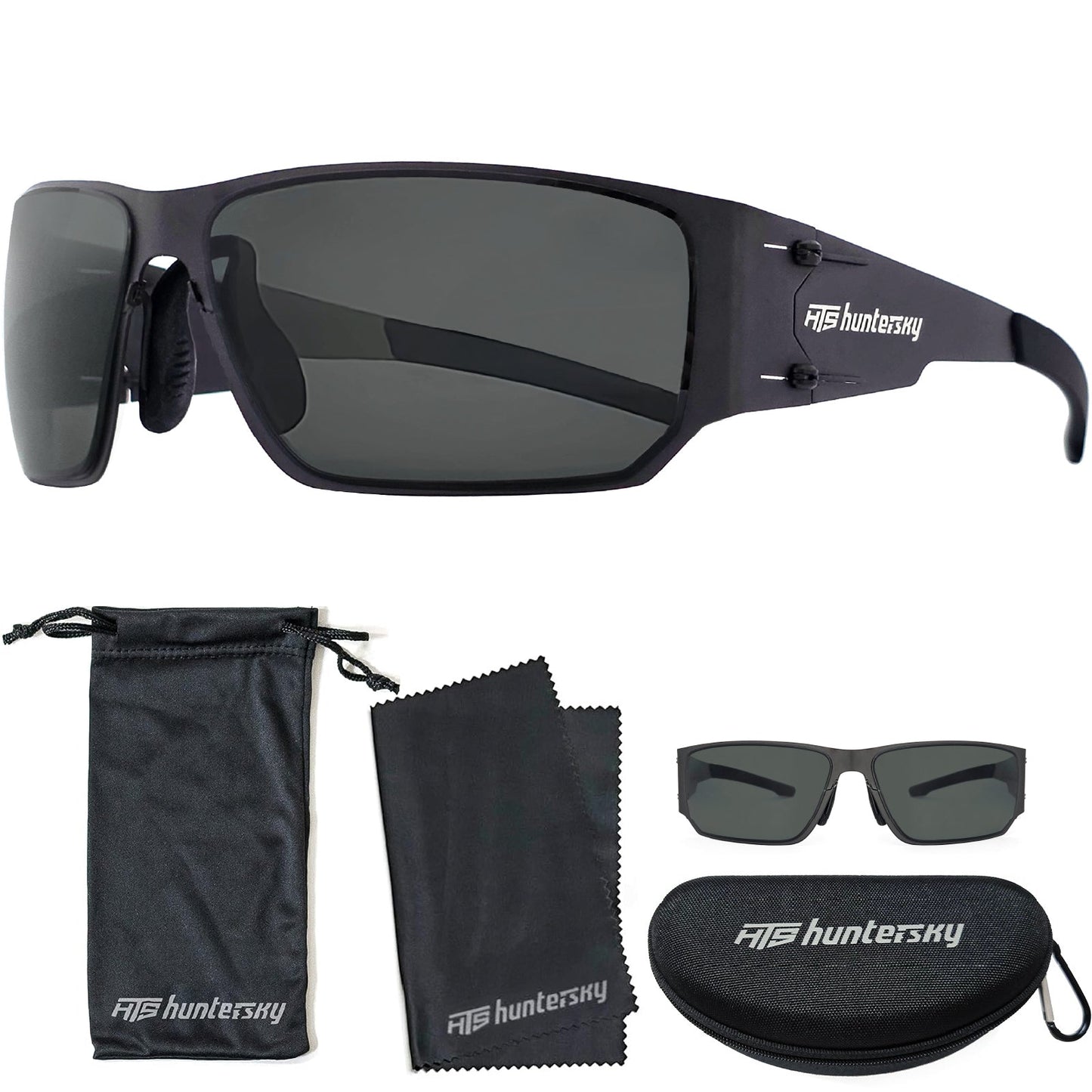 HTS HUNTERSKY M02 0.6 thin Japanese 301 Stainless Steel lightweight MILSPEC 2.5mm Thickness Impact Polarized Anti Fog Glasses