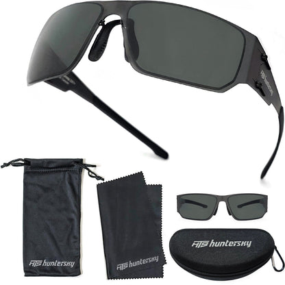 HTS HUNTERSKY M02 0.6 thin Japanese 301 Stainless Steel lightweight MILSPEC 2.5mm Thickness Impact Polarized Anti Fog Glasses