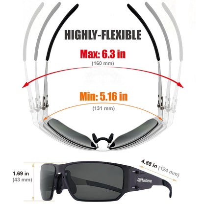 HTS HUNTERSKY M02 0.6 thin Japanese 301 Stainless Steel lightweight MILSPEC 2.5mm Thickness Impact Polarized Anti Fog Glasses