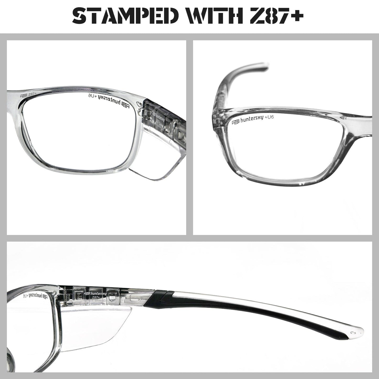 HTS HUNTERSKY P11 TR90NZZ Safety Glasses with Side Shield Small Size Women Men ANSI Z87 Anti Fog Scratch Resistant Lab Pickleball