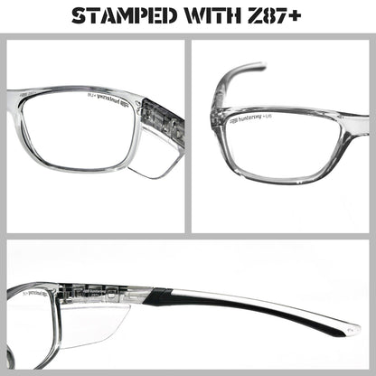 HTS HUNTERSKY P11 TR90NZZ Safety Glasses with Side Shield Small Size Women Men ANSI Z87 Anti Fog Scratch Resistant Lab Pickleball