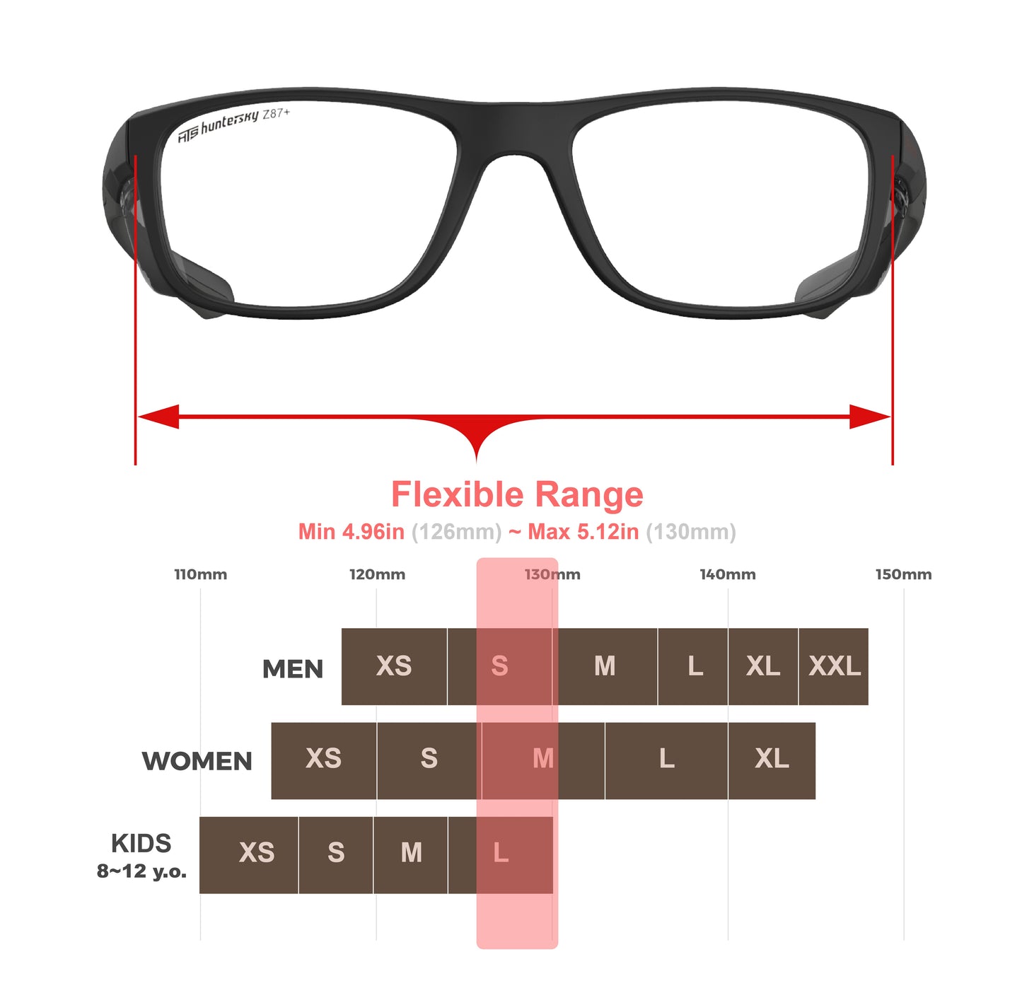 HTS HUNTERSKY P11 TR90NZZ Safety Glasses with Side Shield Small Size Women Men ANSI Z87 Anti Fog Scratch Resistant Lab Pickleball