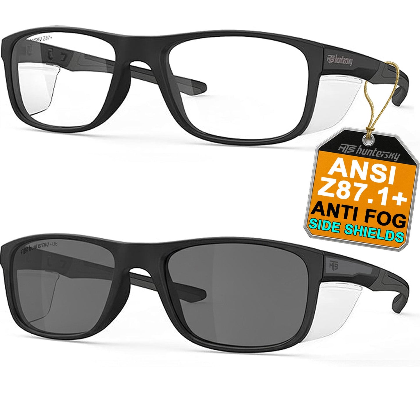 HTS HUNTERSKY P11 TR90NZZ Safety Glasses with Side Shield Small Size Women Men ANSI Z87 Anti Fog Scratch Resistant Lab Pickleball