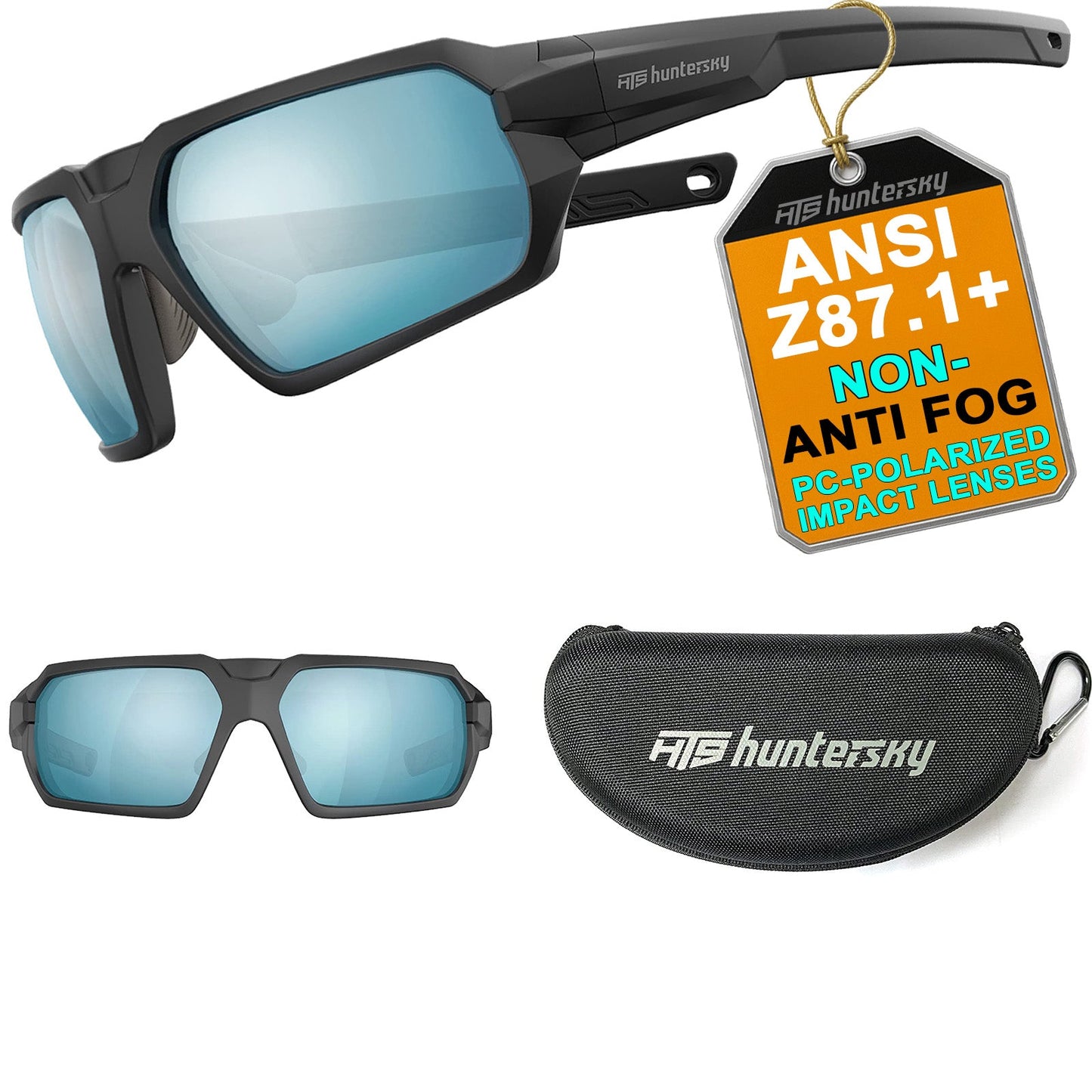 HTS HUNTERSKY Q37 Ballistic Tactical Impact Protection Anti Fog Shooting Glasses Military Grade Airsoft Range