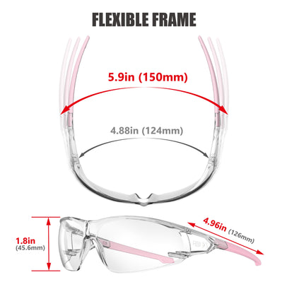 HTS HUNTERSKY S239 2 pack ANSI Z87.1 Anti-Fog Clear Safety Glasses Pickleball Youth Baseball Lab Chemistry Goggles Scratch Resistant