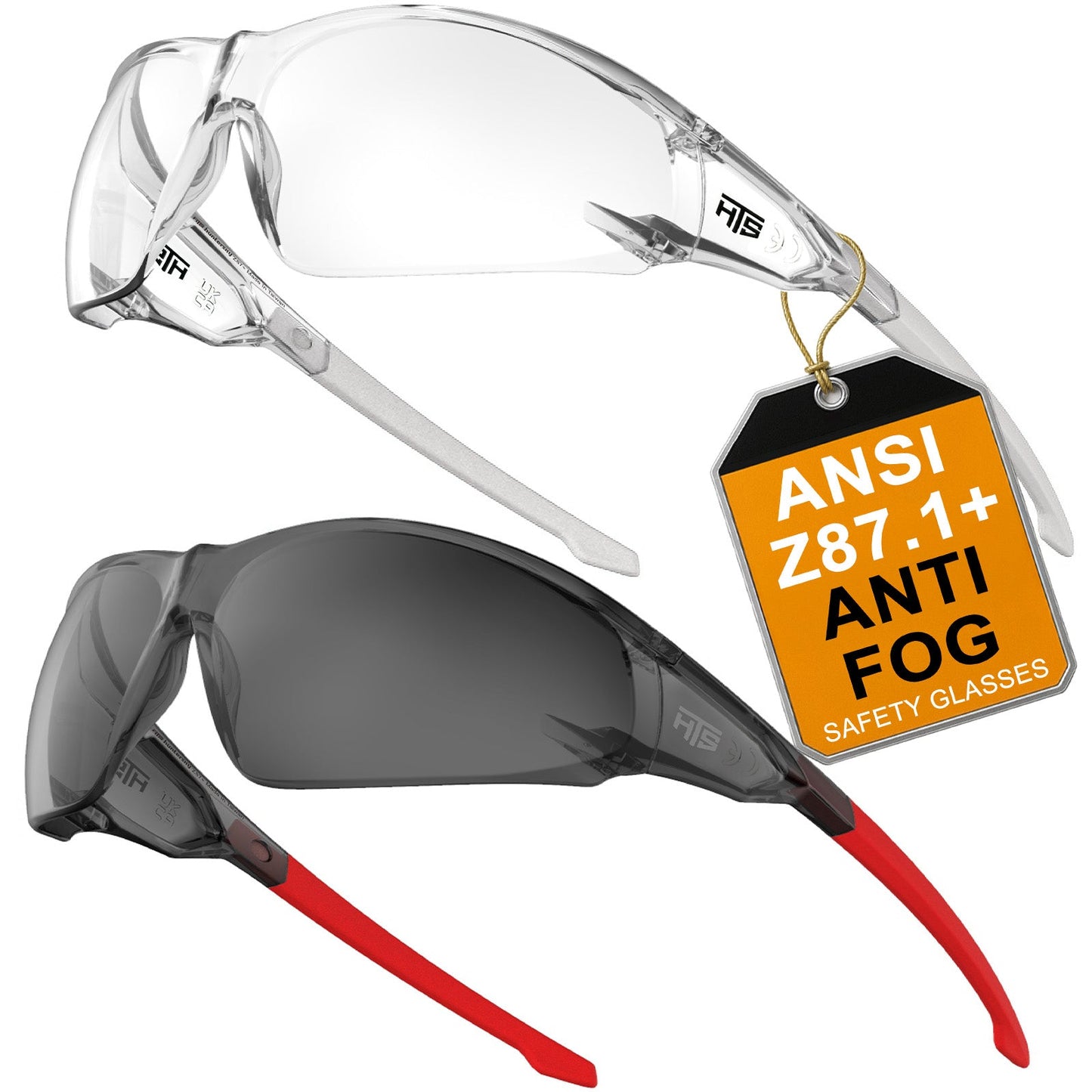 HTS HUNTERSKY S239 2 pack ANSI Z87.1 Anti-Fog Clear Safety Glasses Pickleball Youth Baseball Lab Chemistry Goggles Scratch Resistant