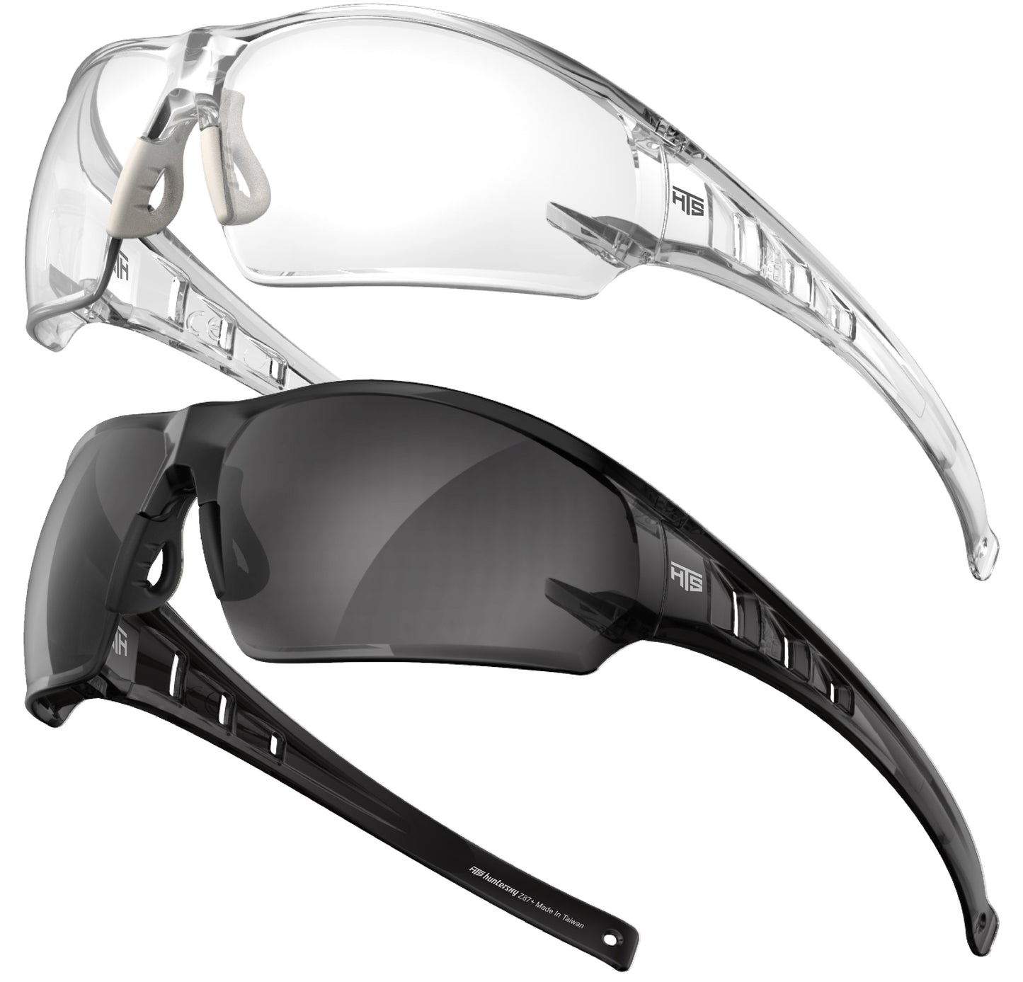 HTS HUNTERSKY S241 2 Pack Shooting Safety Glasses Anti Fog ANSI Z87.1 Small Size Clear and Tinted Lens for Lab Pickleball Cycling