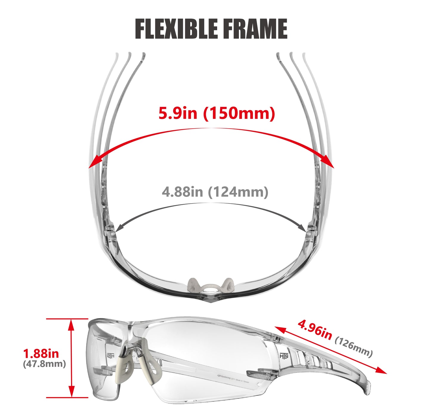 HTS HUNTERSKY S241 2 Pack Shooting Safety Glasses Anti Fog ANSI Z87.1 Small Size Clear and Tinted Lens for Lab Pickleball Cycling