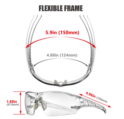HTS HUNTERSKY S241 2 Pack Shooting Safety Glasses Anti Fog ANSI Z87.1 Small Size Clear and Tinted Lens for Lab Pickleball Cycling