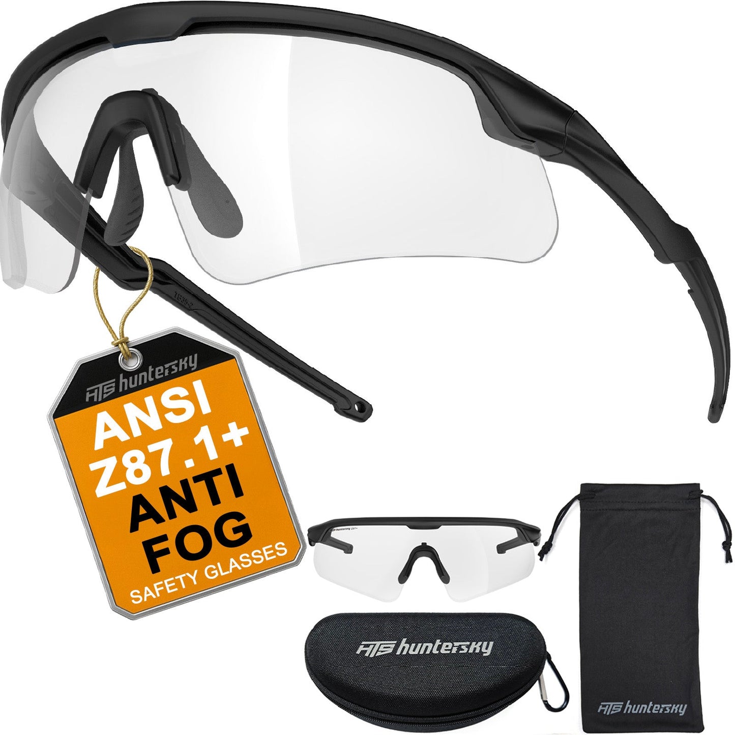HTS HUNTERSKY S54 Eye Protection Anti Fog Sport Safety Glasses for Women Men Running Cycling Riding Pickleball Range