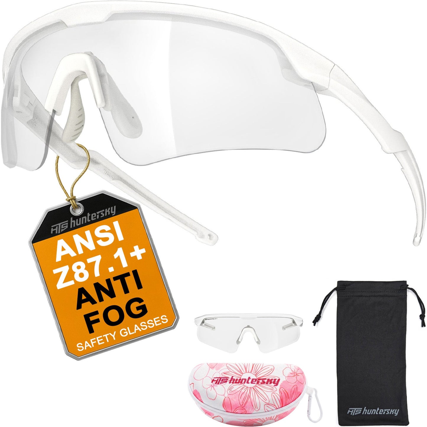 HTS HUNTERSKY S54 Eye Protection Anti Fog Sport Safety Glasses for Women Men Running Cycling Riding Pickleball Range