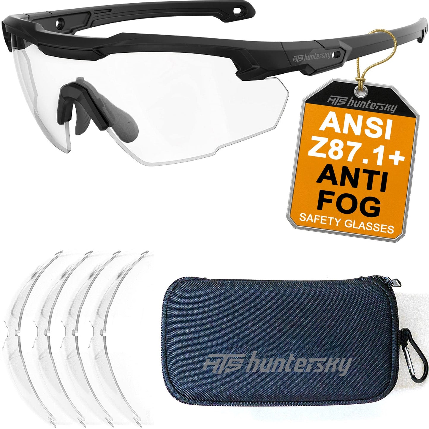 HTS HUNTERSKY S57 Ballistic Tactical Shooting Glasses ANSI Z87+ UV400 Protective Eyewear